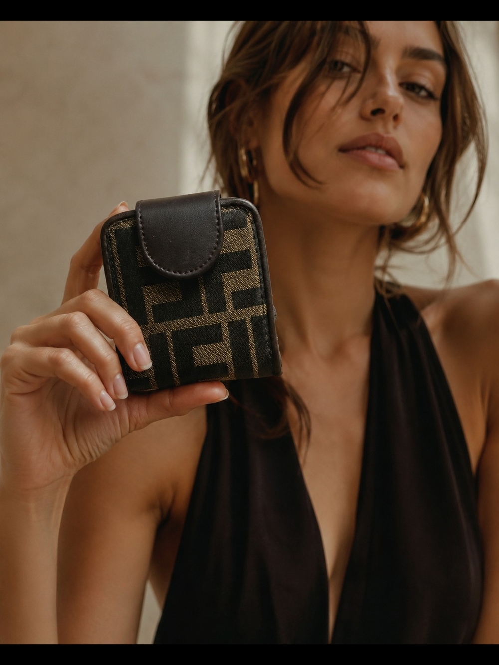 Fendi Vintage Zucca Monogram Compact Mirror Case / Mini Pouch – Warm Tones